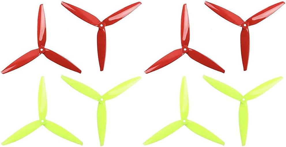 8pcs 3-Blade Props high-Speed Propellers, 7inch 180mm CW CCW for Racing Frame FPV Drone 2206-1500kv Motors,GEMFAN 7040£¨Yellow and Red£©