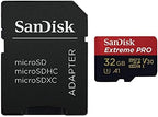 SanDisk Extreme Pro U3 V30 A1 32GB microSDHC Memory Card for DJI Drones Works with Avata and Goggles 2 (SDSQXCG-032G-GN6MA) Class 10 Bundle with 1 Everything But Stromboli MicroSDHC & SD Card Reader