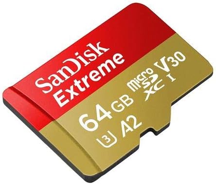 SanDisk Extreme 64GB V30 A2 microSDXC Memory Card for DJI Drones Works with Mini 3 Pro, Mini 3, DJI RC (SDSQXA2-064G-GN6MN) Class 10 Bundle with (1) Everything But Stromboli Micro SD Card Reader
