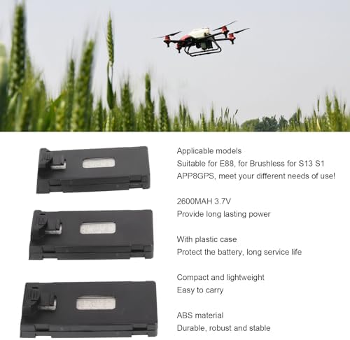 VBESTLIFE 3PCS Drone Battery, 3 x 750mAh 3.7V Rechargeable Quadcopter Drone Lithium Battery for E88max E99max P8 a13 a15 k6max k9max k10max k12max k706 k708 s1s