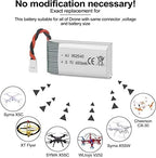 2PCS 3.7V 650mAh Lipo Battery for Syma X5C X5 RC Quadcopter Drone with XH2.54/Molex Plug with USB Charger Drone Batteries