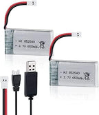 2PCS 3.7V 650mAh Lipo Battery for Syma X5C X5 RC Quadcopter Drone with XH2.54/Molex Plug with USB Charger Drone Batteries