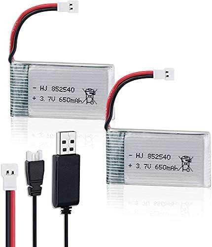 2PCS 3.7V 650mAh Lipo Battery for Syma X5C X5 RC Quadcopter Drone with XH2.54/Molex Plug with USB Charger Drone Batteries