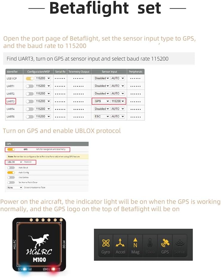 HGLRC M100-5883 Compass Module, Upgraded 10th Generation Chip Compatible with FPV Fixed-Wing UAV