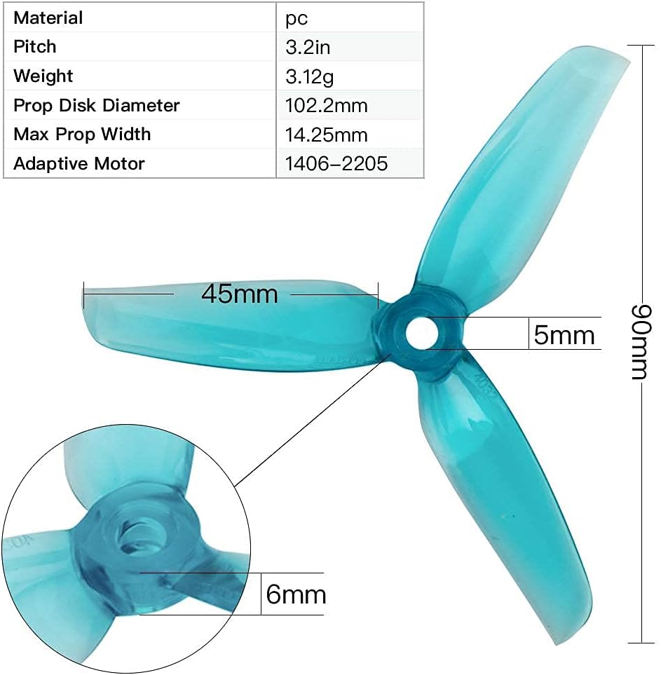 16pcs 3-Blade Props high-Speed Propellers Popo, 4inch 100mm CW CCW for Racing Frame FPV Drone 1406 2205 1806 Brushless Motors,GEMFAN 4032£¨Blue,Red,Black,Yellow£©