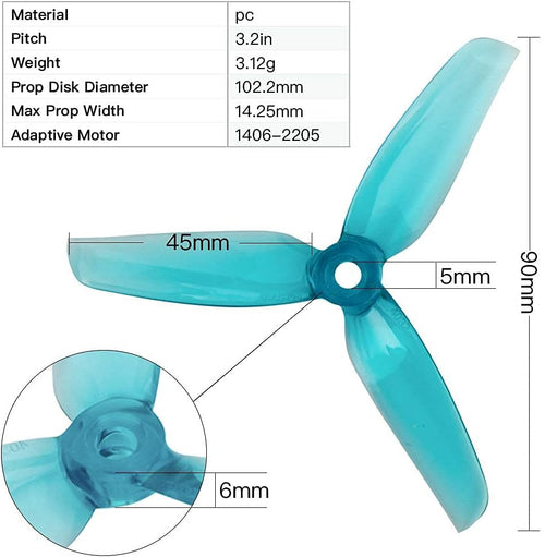 16pcs 3-Blade Props high-Speed Propellers Popo, 4inch 100mm CW CCW for Racing Frame FPV Drone 1406 2205 1806 Brushless Motors,GEMFAN 4032£¨Blue,Red,Black,Yellow£©