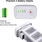 KUWATA Intelligent Flight Battery for DJI Phantom 3 Standard, Phantom 3 Professional, Phantom 3 Advanced, Phantom 3 SE, Phantom 3 4K, 4500mAh, Camera Drone Extended Battery