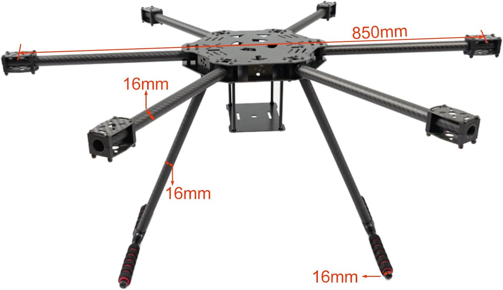 JeeFly F850/F680 Carbon Fiber Hexacopter Frame Kit 850mm/680mm Foldable Drone Frame with Landing Gear, for Aerial Photography Heavy Lift FPV DIY Build Cinematic Industrial Drones (F850 Not foldable)