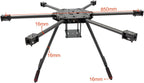JeeFly F850/F680 Carbon Fiber Hexacopter Frame Kit 850mm/680mm Foldable Drone Frame with Landing Gear, for Aerial Photography Heavy Lift FPV DIY Build Cinematic Industrial Drones (F850 Not foldable)