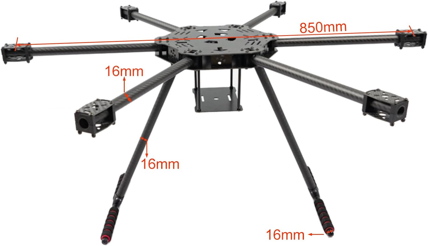 JeeFly F850/F680 Carbon Fiber Hexacopter Frame Kit 850mm/680mm Foldable Drone Frame with Landing Gear, for Aerial Photography Heavy Lift FPV DIY Build Cinematic Industrial Drones (F850 Not foldable)