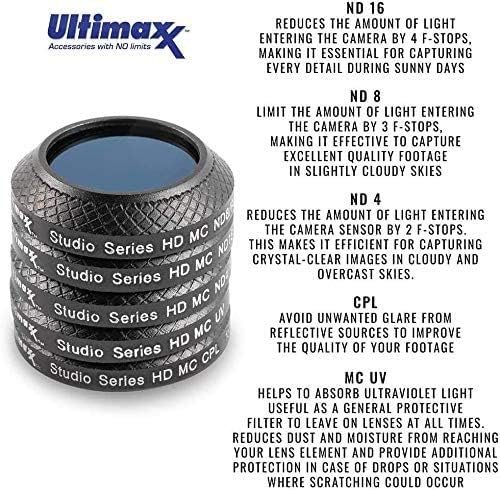 Ultimaxx 7 Piece Drone Camera Filter Bundle Kit for DJI Phantom 4, Phantom 4 w/Filters, Lens Hood, Gimbal Stabilizer, Carry Case