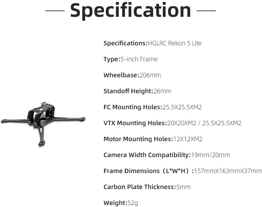 HGLRC Rekon 5 Lite Frame Kit 206mm for FPV Racing Drone Quad
