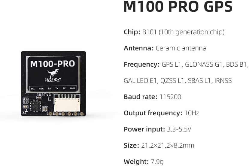 HGLRC M100 Pro GPS QMC5883L Compass, Upgraded 10th Generation Chip Compatible with FPV Fixed-Wing UAV