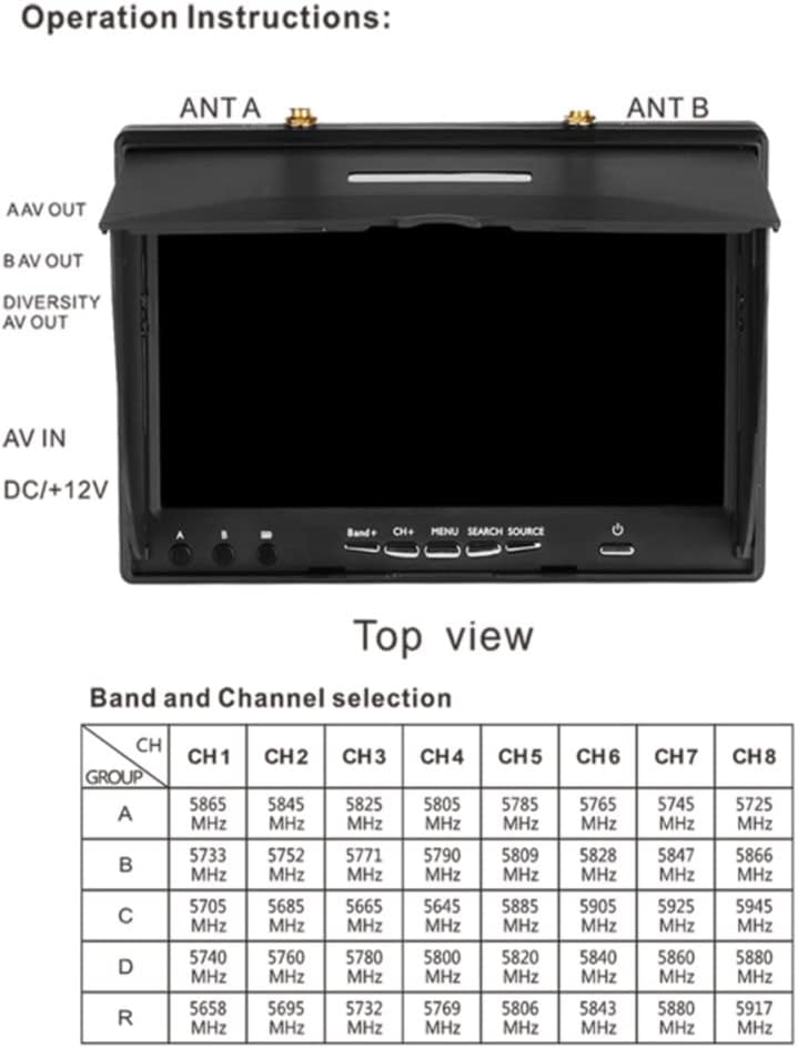 FPV Receiver Monitor,5.8GHz 40Channels 7Inch LCD Screen Receiver Monitor for FPV Drone Quadcopter,Effective Accessory for FPV Drone, for Outdoor use