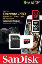SanDisk Extreme Pro U3 V30 A1 32GB microSDHC Memory Card for DJI Drones Works with Avata and Goggles 2 (SDSQXCG-032G-GN6MA) Class 10 Bundle with 1 Everything But Stromboli MicroSDHC & SD Card Reader