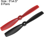 uxcell Bullnose Propellers 5045 5x4.5 Inch CW CCW 2-Vane for RC Quadcopter Hexacopter Multirotor, Black Red 8 Pairs