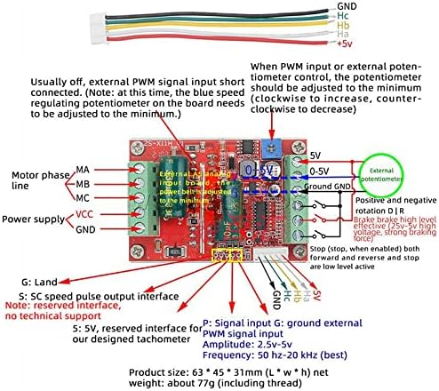 Acxico 1Pcs 6V-60V 400W BLDC 3 Phase DC Brushless Motor Controller PWM Hall Motor Control