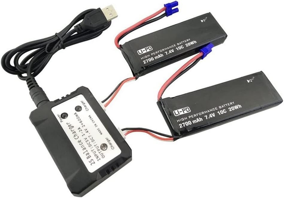 Accessories 2PCS 7.4V 2700mAh Drone Lithium Battery with 2 in 1 Charger for Hubsan x4 H501S Pro H501A H501C H501S H501M H501S W H501S pro Brushless Quadcopter Drone