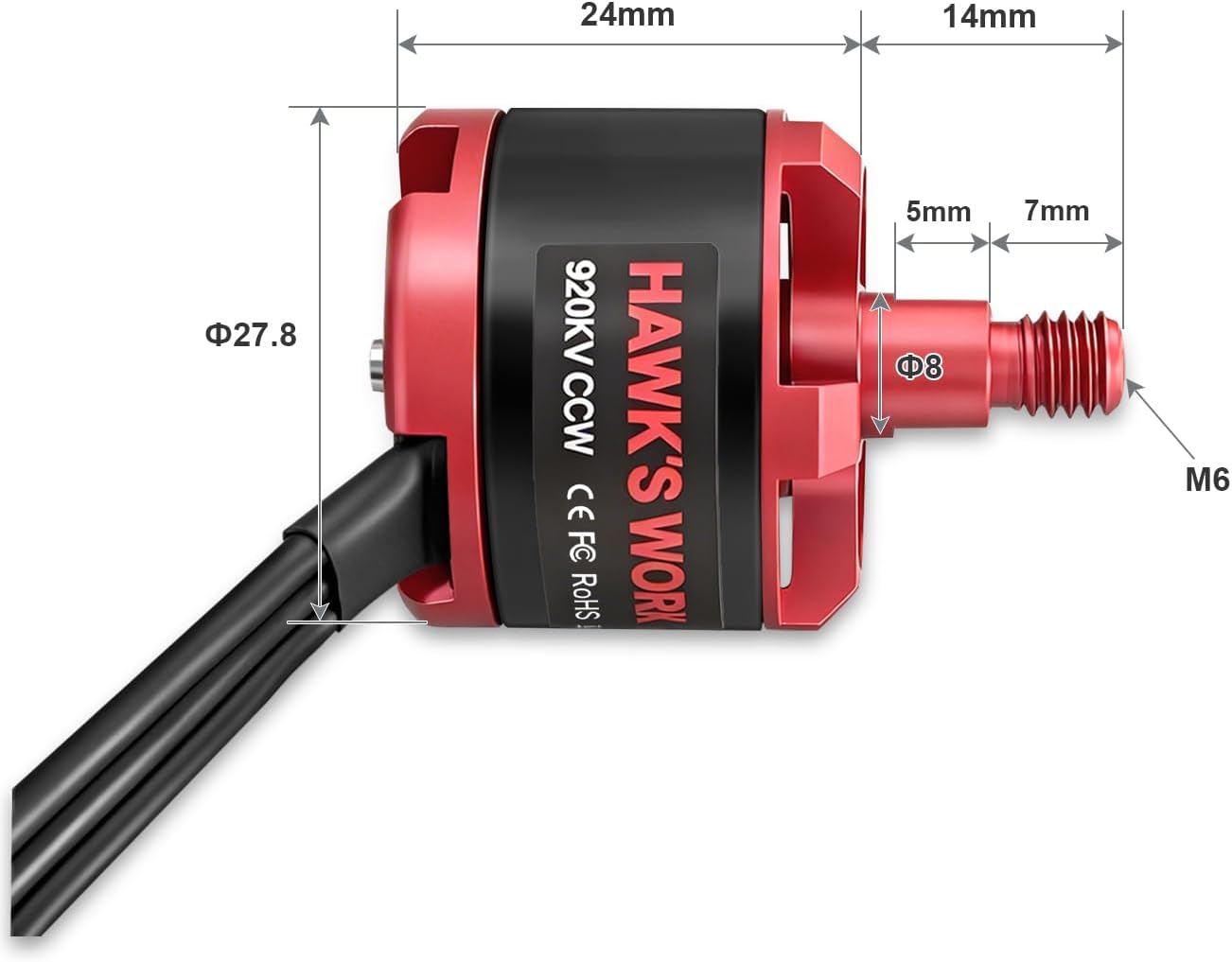 HAWK'S WORK Brushless Motor 2212 920KV, 2-4S Motor for RC Plane Multi Copter DIY Done 450 F550 S500 S550 X525 DJI Phantom Quadcopter (CW*2+CCW*2)