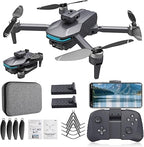 4K Camera Drone with Foldable Design, Dual Adjustable Lenses, Brushless Motors, Obstacle Avoidance, Altitude Hold, One-Touch Takeoff, Headless Mode, 2 Batteries, Storage Case Included