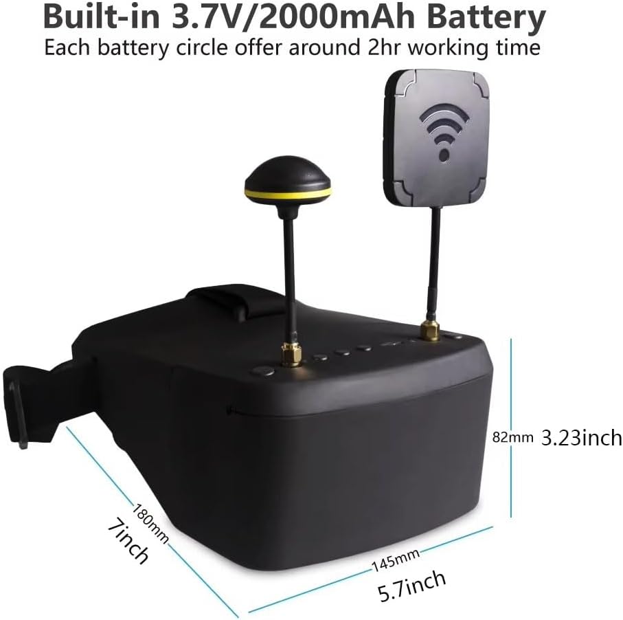 EV800D FPV Goggles with DVR 5.8G 40CH 5 Inch 800x480 Build in Antenna Battery for Analog FPV Camera and Transmitter FPV Drone RC Car