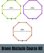 6-in-1 Drone Obstacle Course Kit with Carry Bag - 6 Shapes Multi-Configuration FPV Racing Gates, Wind-Resistant Ground Stakes, Training Set for RC Quads & Micro Drones (3-Size Set)