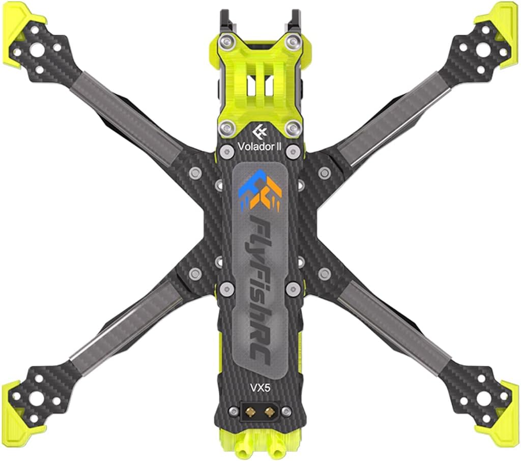 Volador II VX5 V2 O4 Pro Air Unit RC T700 Carbon Fiber FPV Racing Drone Quad Frame Kit Quadcopter with 6mm Arm 5 Inch Freestyle Cinematic HD w/Yellow TPU Parts