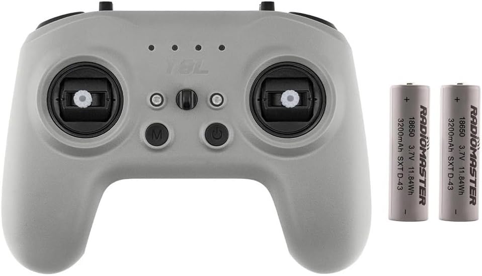 RadioMaster T8L ELRS 2.4GHz 10ch ExpressLRS Hall Gimbal Compact Radio Remote Control Transmitter for RC Drone Mode 2 (T8L Grey 18650)