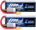 Zeee 3S 120C 2200mAh 11.1V Lipo Battery with XT60 Plug RC Graphene Lipo for FPV Drone Quadcopter Helicopter Airplane RC Boat RC Car RC Models(2 Pack)