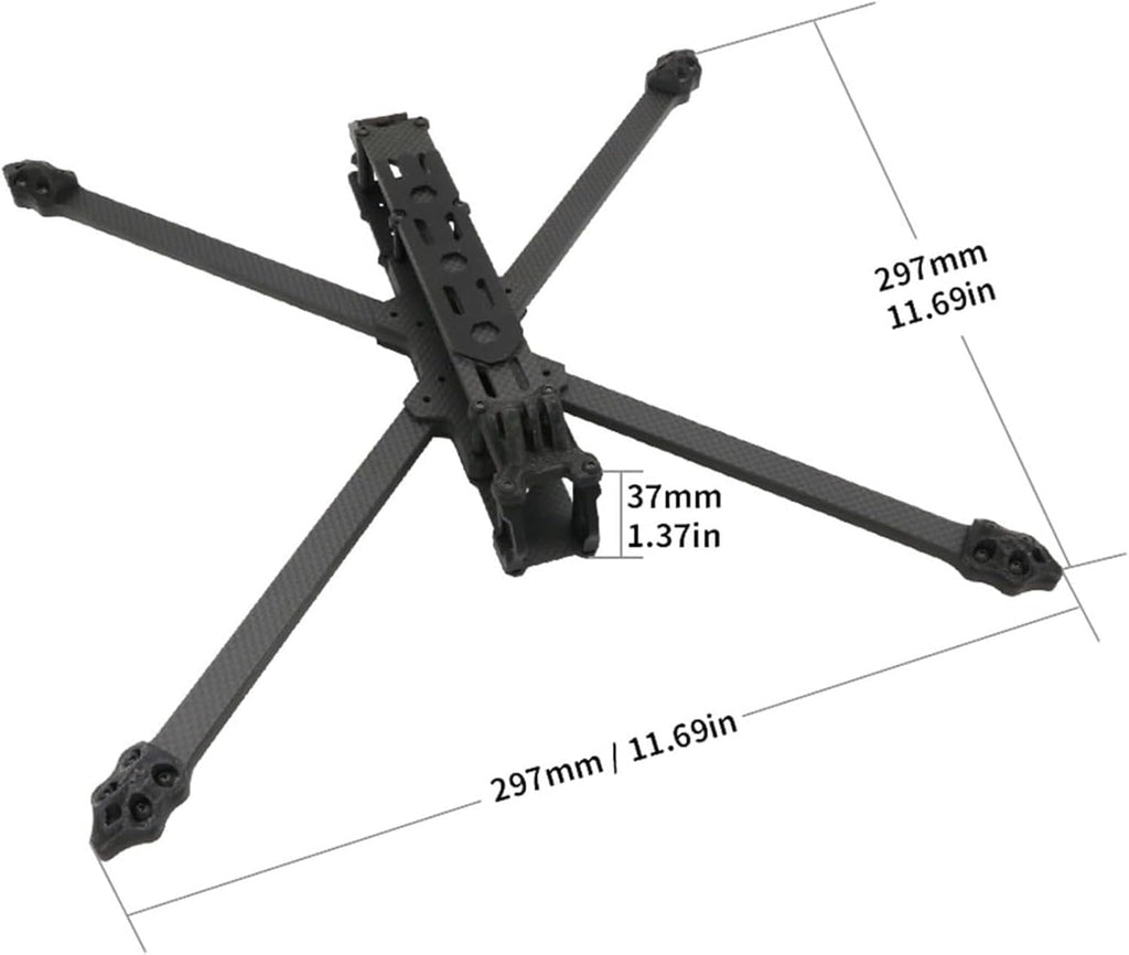 JeeFly XL10 V6 10inch FPV Racing Drone Frame Kit Carbon Fiber Quadcopter Frame 420mm True-X Design 7mm Arms Compatible with O3, GoPro, for Long Range Freestyle