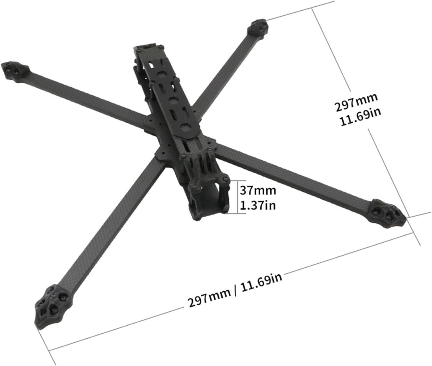JeeFly XL10 V6 10inch FPV Racing Drone Frame Kit Carbon Fiber Quadcopter Frame 420mm True-X Design 7mm Arms Compatible with O3, GoPro, for Long Range Freestyle