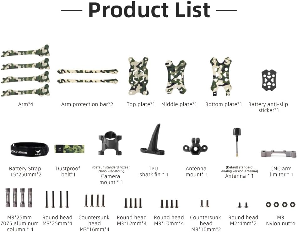 HGLRC Wind5 Lite V2 Frame Kit 195mm for FPV Racing Drone Quad (camouflage)