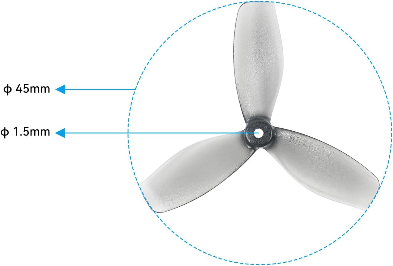 BETAFPV 16pcs 45mm 3-Blade Propeller with 1.5mm Shaft Hole Lightweight Compatible for 1102 Brushless Motor Like Aquila16 Brushless Quadcopter