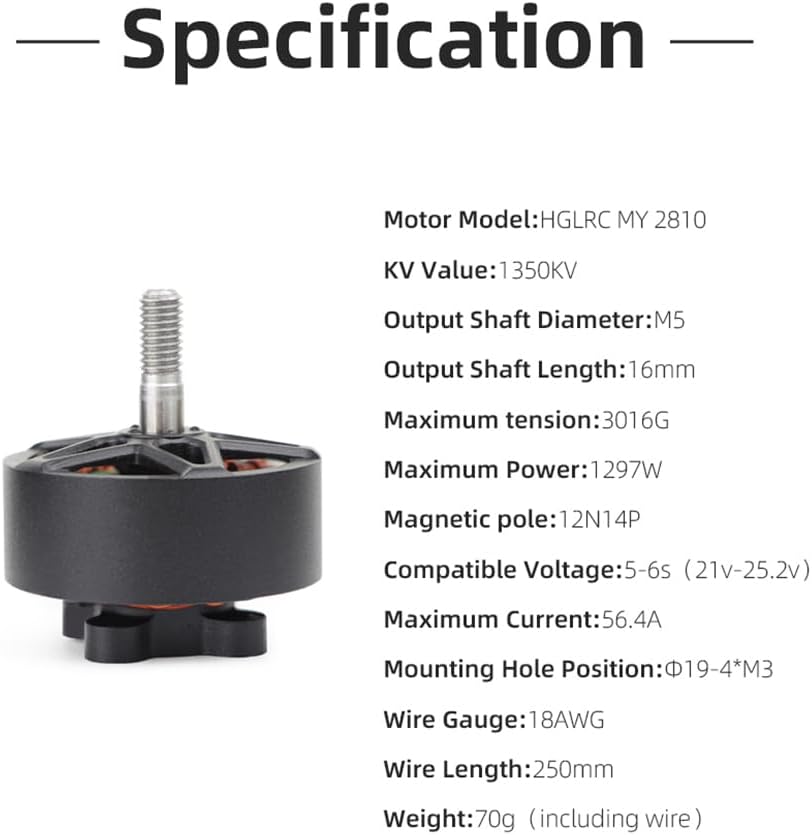 HGLRC My 2810 1350KV 6S Brushless Motor High Load for 7-8 inch FPV Racing Drone Quad