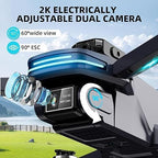 4K Camera Drone with Foldable Design, Dual Adjustable Lenses, Brushless Motors, Obstacle Avoidance, Altitude Hold, One-Touch Takeoff, Headless Mode, 2 Batteries, Storage Case Included
