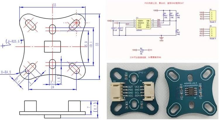 2804 Hollow Shaft Brushless DC Motor, with AS5600 Magnetic Encoder Hall Sensor Outer Rotor BLDC Motor Kit Support FOC Control