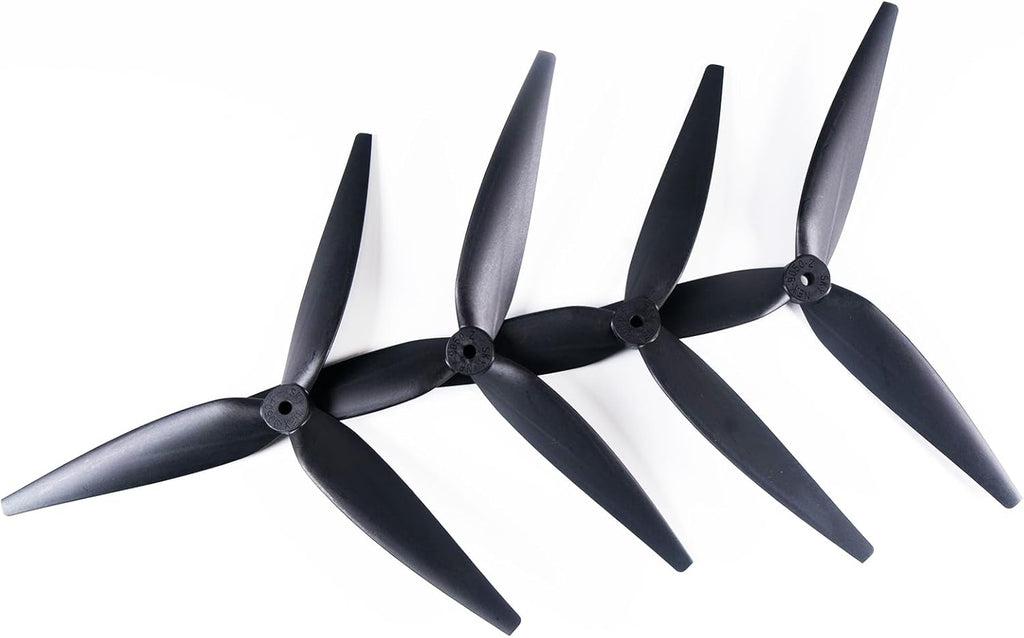 9-Inch Glass Fiber Nylon Propellers, 3-Blade Props for Cinelifter FPV Drones, Black (4 pcs - 2 CW, 2 CCW)