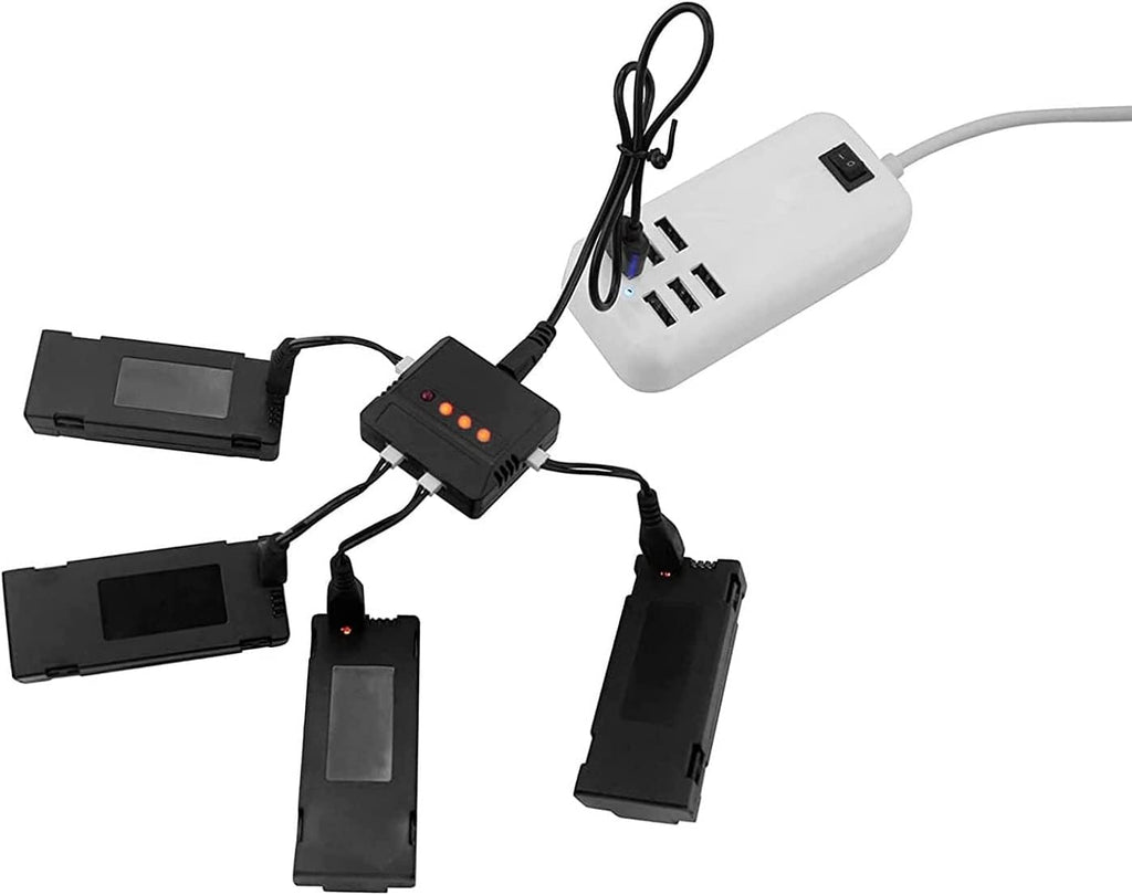 3.7V 1800mAh Li-po Batteries(4PCS) with 4-in-1 Charger for E88 E88PRO E88MAX E525 E99 E99PRO P1 P5PRO K3 S1 P8 RC Drone