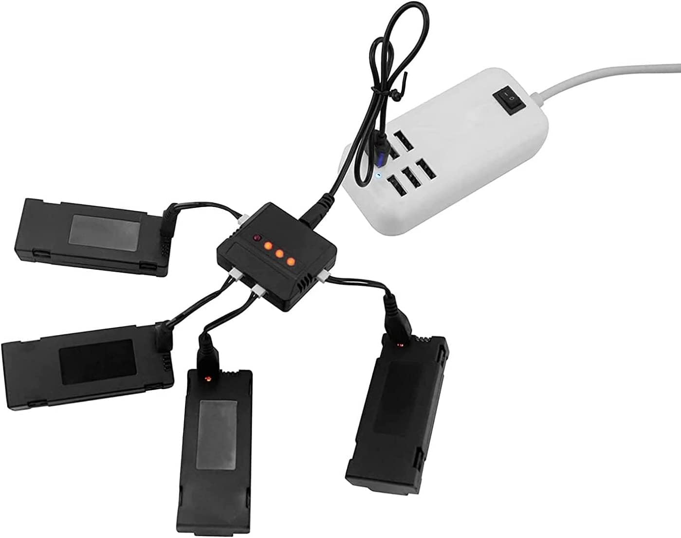 3.7V 1800mAh Li-po Batteries(4PCS) with 4-in-1 Charger for E88 E88PRO E88MAX E525 E99 E99PRO P1 P5PRO K3 S1 P8 RC Drone