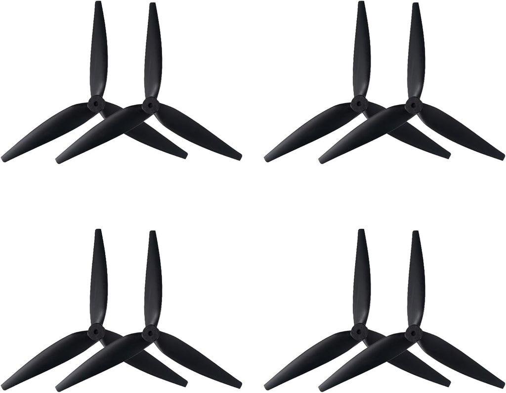9-Inch Glass Fiber Nylon Propellers, 3-Blade Props for Cinelifter FPV Drones, Black (4 pcs - 2 CW, 2 CCW)
