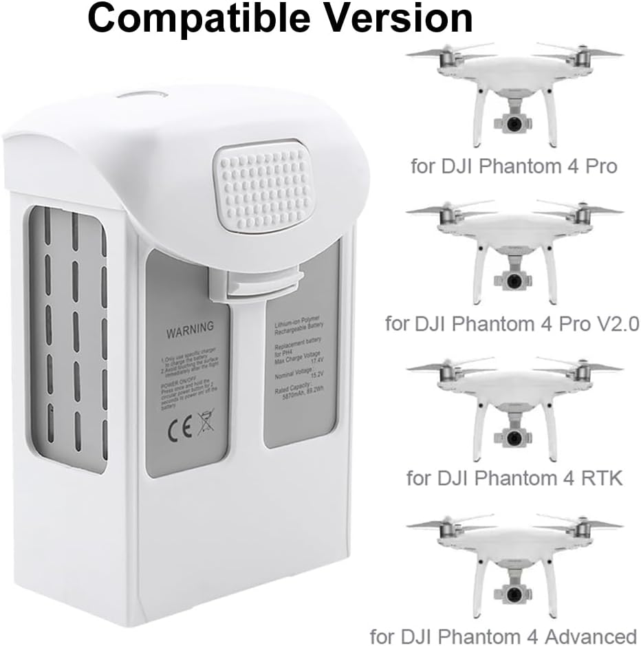 Phantom 4 Battery, 5870mAh 15.2V Intelligent Flight Drone Replacement Battery for DJI Phantom 4/4 Advanced/4 Pro/4 Pro V2.0/4 RTK