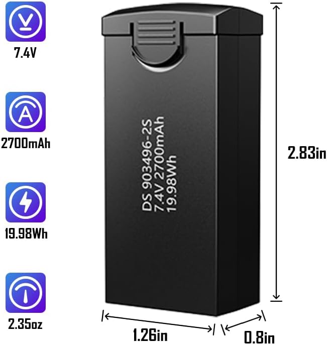 Punieayi ZY80 PRO GPS Drone Battery 7.4V 2700mAh/19.98Wh Rechargeable Modular Battery and USB Cable, RC Quadcopter Drone