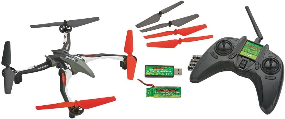 Dromida Ominus Unmanned Aerial Vehicle (UAV) Quadcopter Ready-to-Fly (RTF) Drone with Radio System, Batteries and USB Charger (Red)
