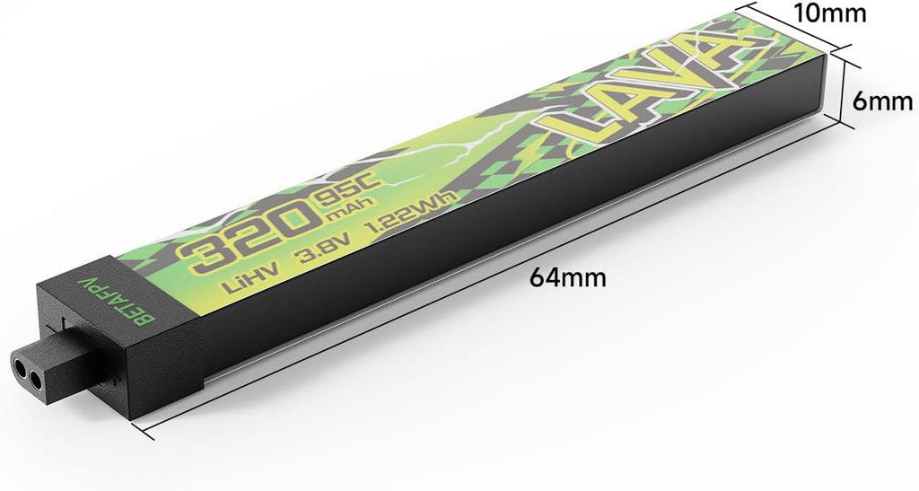 BETAFPV 5pcs Lava II 1S 320mAh Battery 3.8V 95C LiHV Battery with BT2.0 Connector Compatible with 1S Tiny Whoop Drone Quadcopter Like Cetus FPV Kit, Air65, Meteor65 Pro 1S Brushless Drones