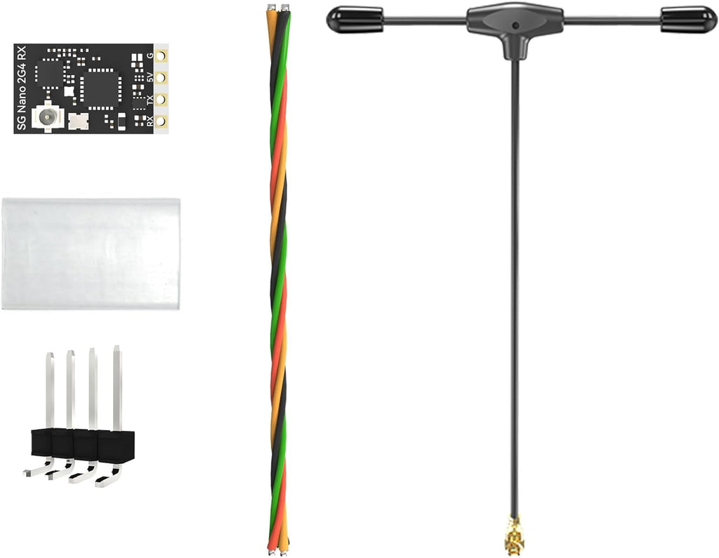SkyGuy ELRS FPV Receiver - 2.4ghz ExpressLRS Nano Receiver Drone RX Module with 78mm UFL T Antenna for FPV Drone Tiny Whoop Fixed-wing RC Plane