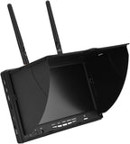 FPV Monitor Dual Receiver 5.8GHz 40Channels 7Inch LCD Monitor/Display Screen Receiver Monitor for FPV Drone Quadcopter with Wireless Receiver 140/120 Degree