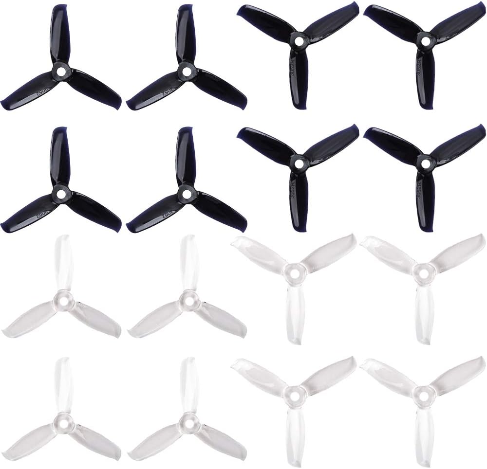 16pcs 3-Blade Props high-Speed Propellers, 3inch 75mm CW CCW for Racing Frame FPV Drone 1306 1407 1408 1606 1806 Motors,GEMFAN 3052£¨Black and Clear£©