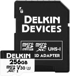 Delkin Devices 256GB microSD Card (100MB/s) + Rugged CFexpress/SD/microSD Storage Tote ¨C High-Speed Memory Card + Weather-Resistant Case Bundle for Cameras, Drones & Action Cameras