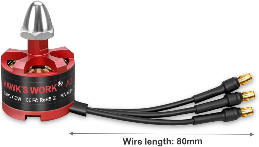 HAWK'S WORK Brushless Motor 2212 920KV, 2-4S Motor for RC Plane Multi Copter DIY Done 450 F550 S500 S550 X525 DJI Phantom Quadcopter (CW*2+CCW*2)