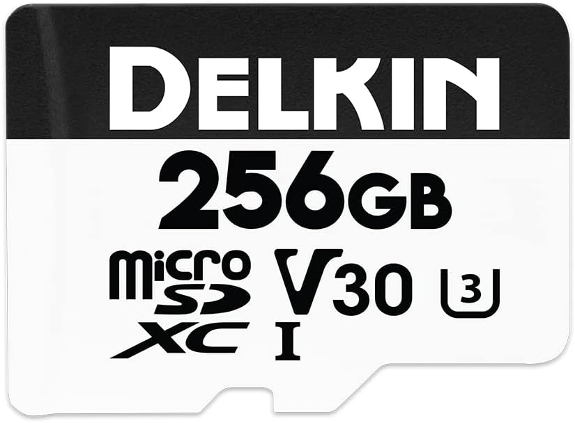 Delkin Devices 256GB microSD Card (100MB/s) + Rugged CFexpress/SD/microSD Storage Tote ¨C High-Speed Memory Card + Weather-Resistant Case Bundle for Cameras, Drones & Action Cameras